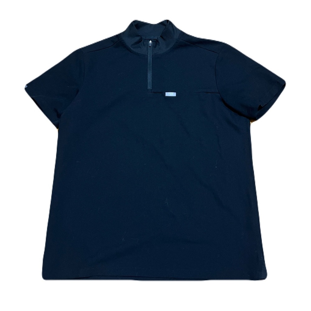 Figs Fowler Relaxed Mock Neck Scrubs Top in Black, Men’s size Small